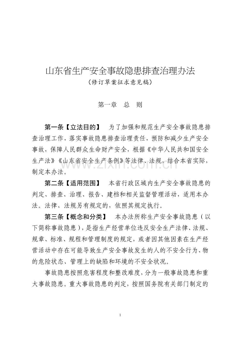 山东省生产安全事故隐患排查治理办法.doc_第1页