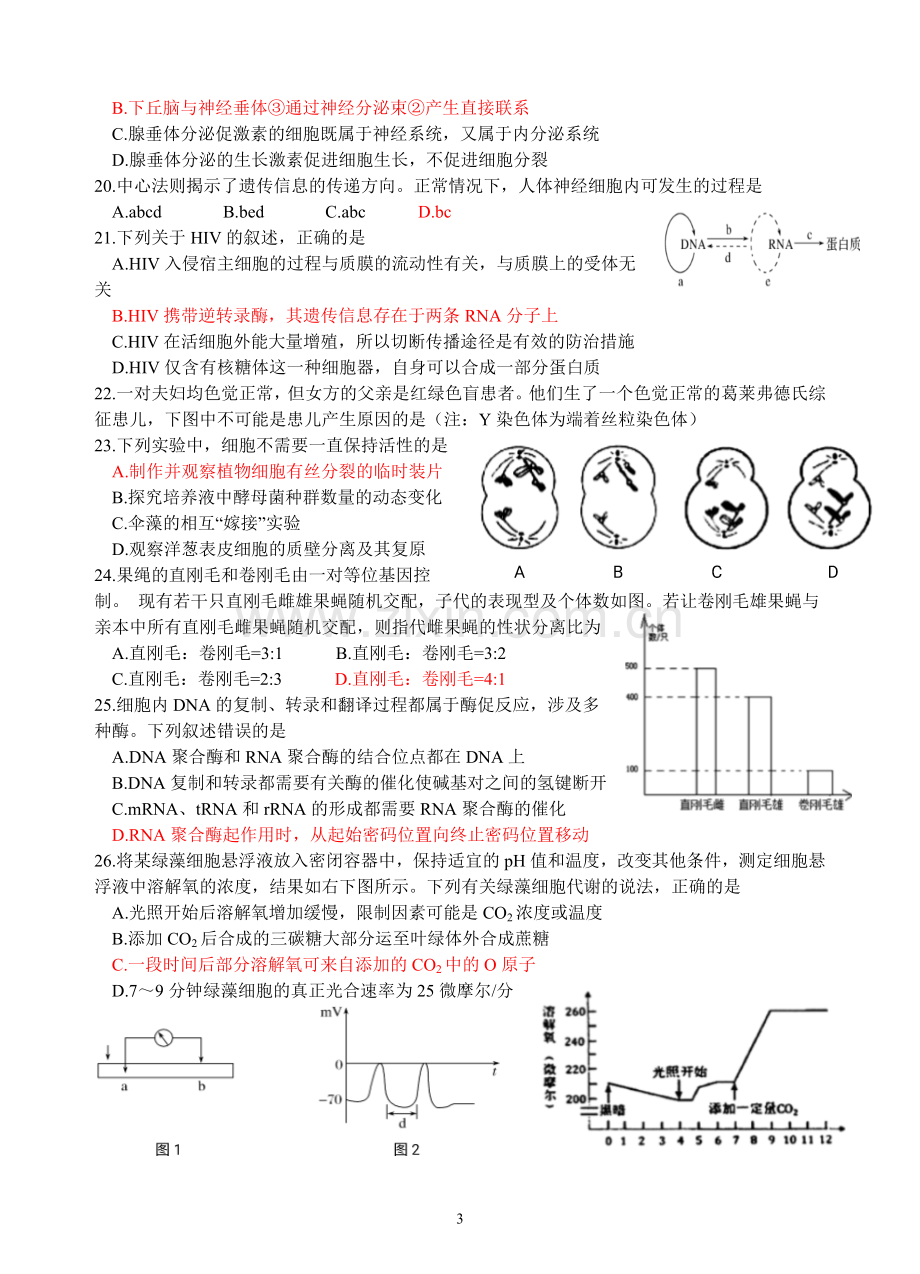 浙江省名校新高考研究联盟2018届第二次联考高三生物试题.doc_第3页