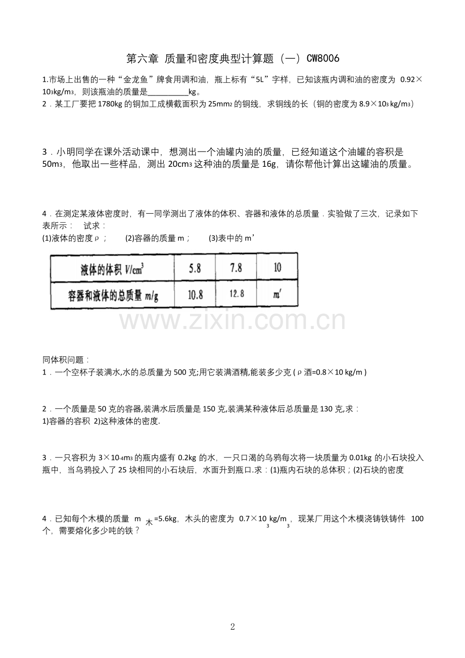 人教版八年级物理上册第6章质量密度的应用题类型.docx_第2页