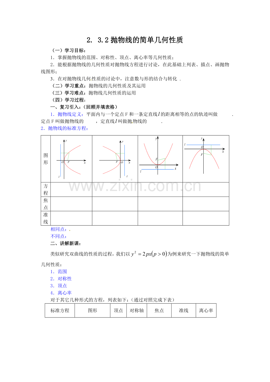 抛物线的简单几何性质.doc_第1页