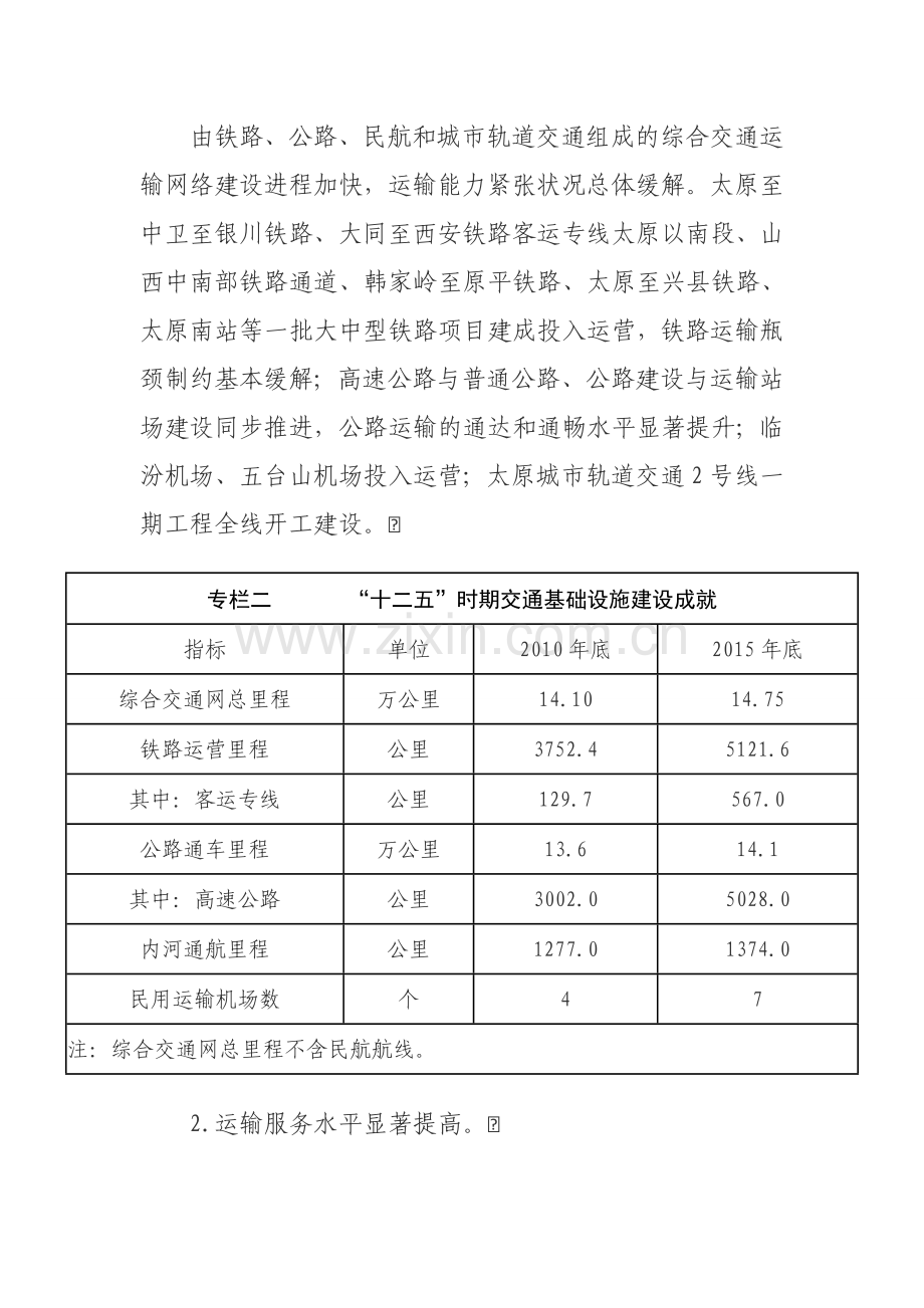 山西省“十三五”综合交通运输体系规划.doc_第2页