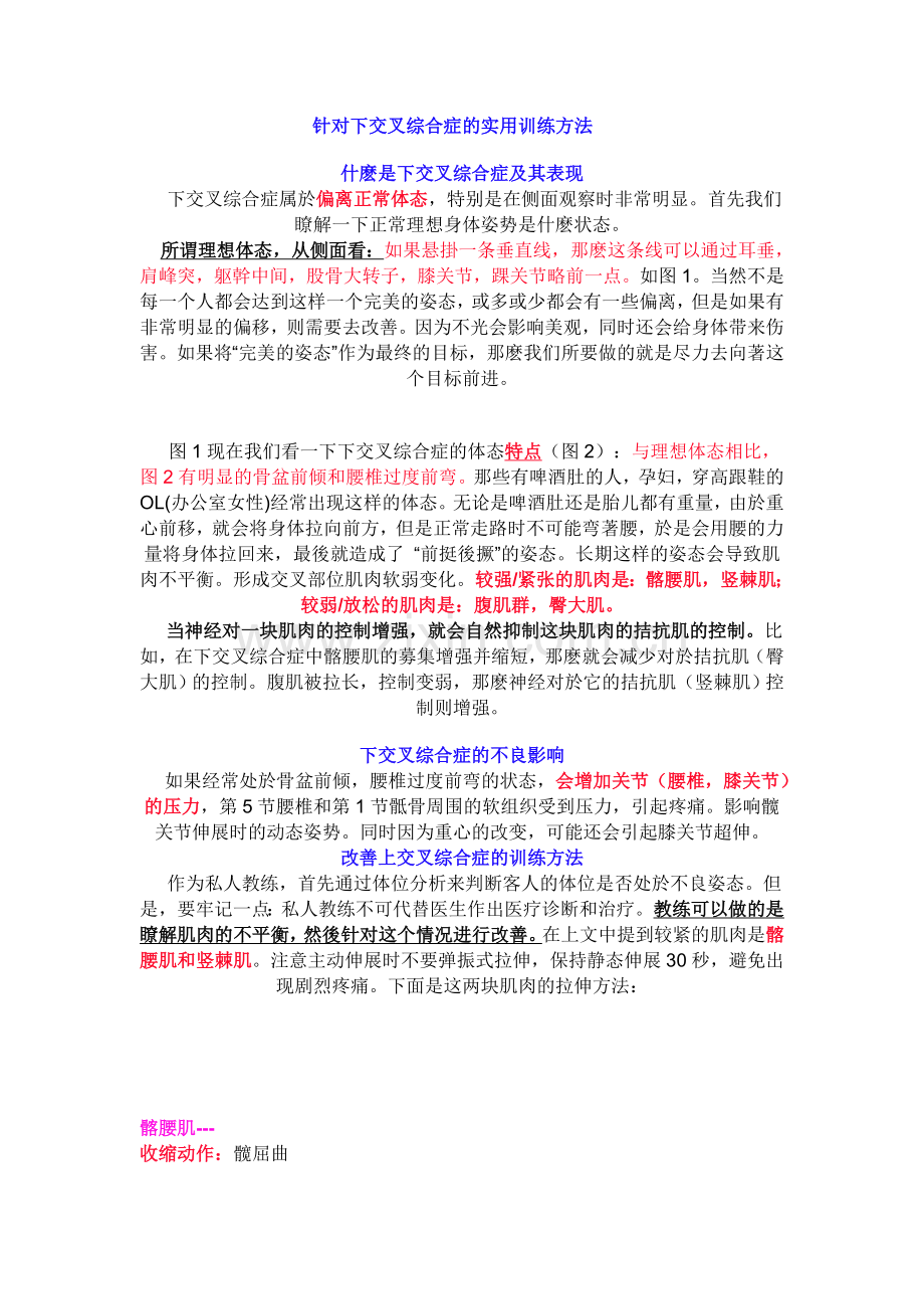 下交叉综合症的实用训练方法.doc_第1页