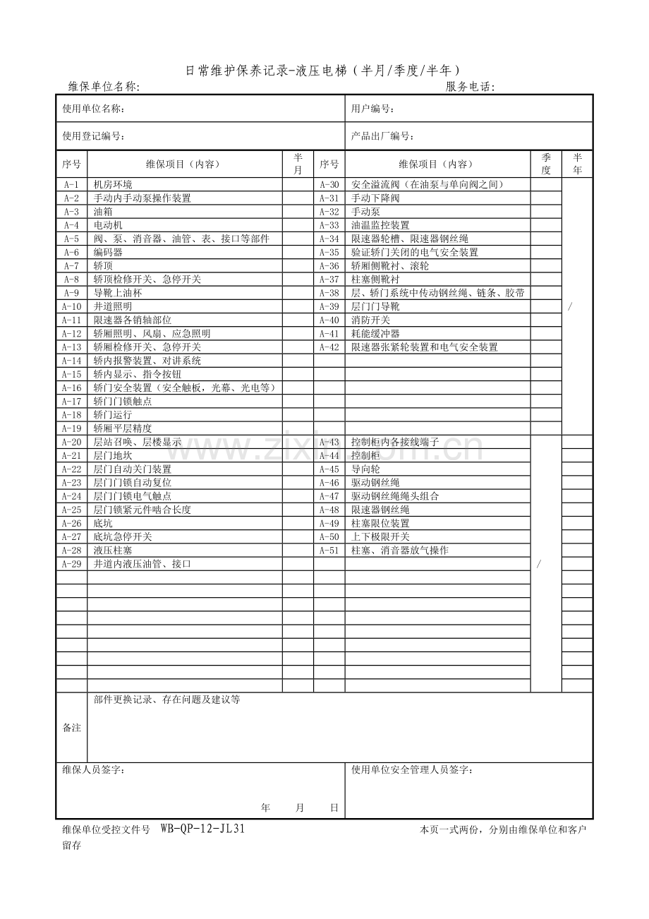 维保记录范本-液压电梯.doc_第2页