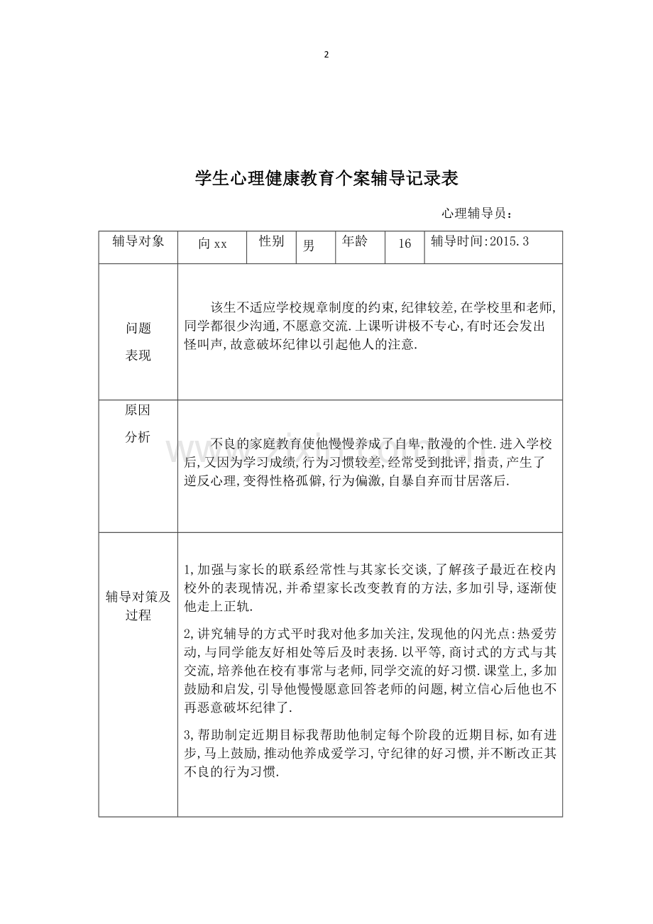 学生心理健康教育个案辅导记录表.docx_第2页