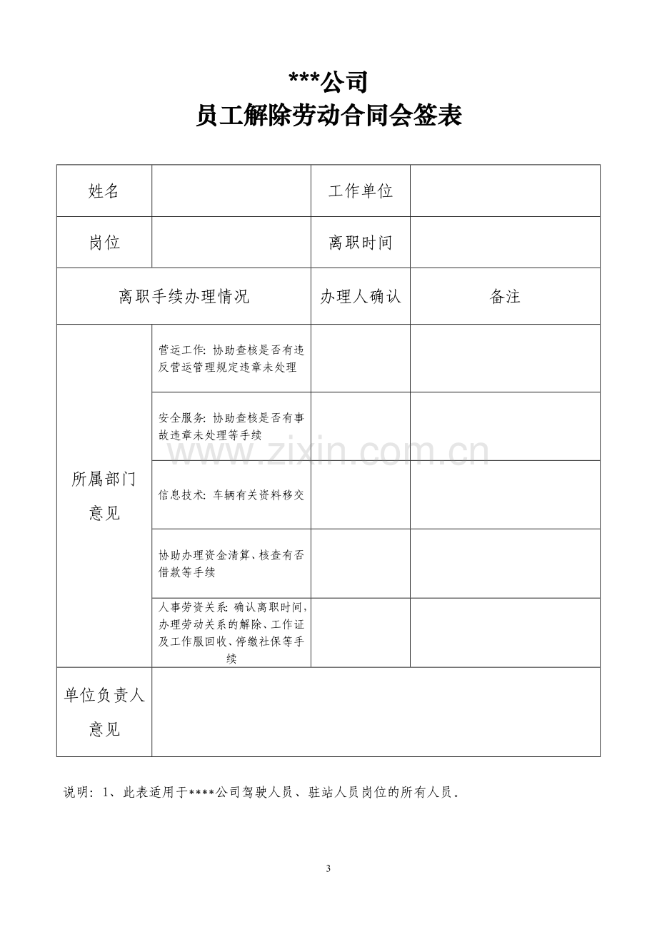 公司员工辞职申请表样板.doc_第3页