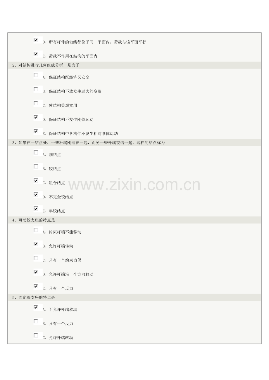 郑州大学远程教育结构力学在线测试1-9章答案.doc_第2页