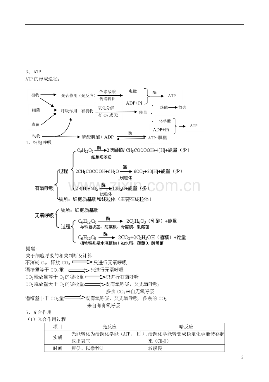 (直击高考)高考生物二轮复习(考情分析+知识综合+典例导航+专题训练)专题二-细胞的代谢导学案(含.doc_第2页