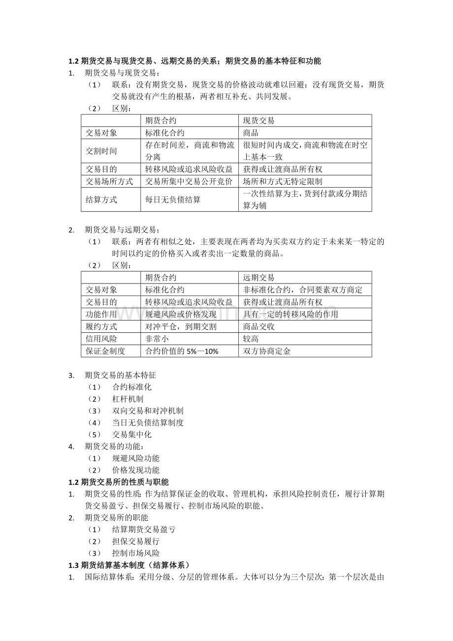 证监会考试-期货基础知识要点总结.doc_第1页