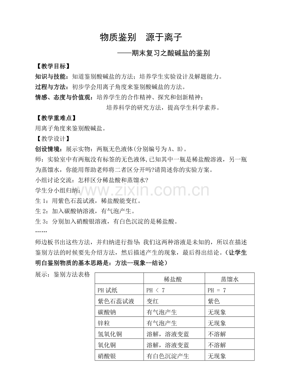 中小幼物质鉴别设计公开课教案教学设计课件试题卷.doc_第1页