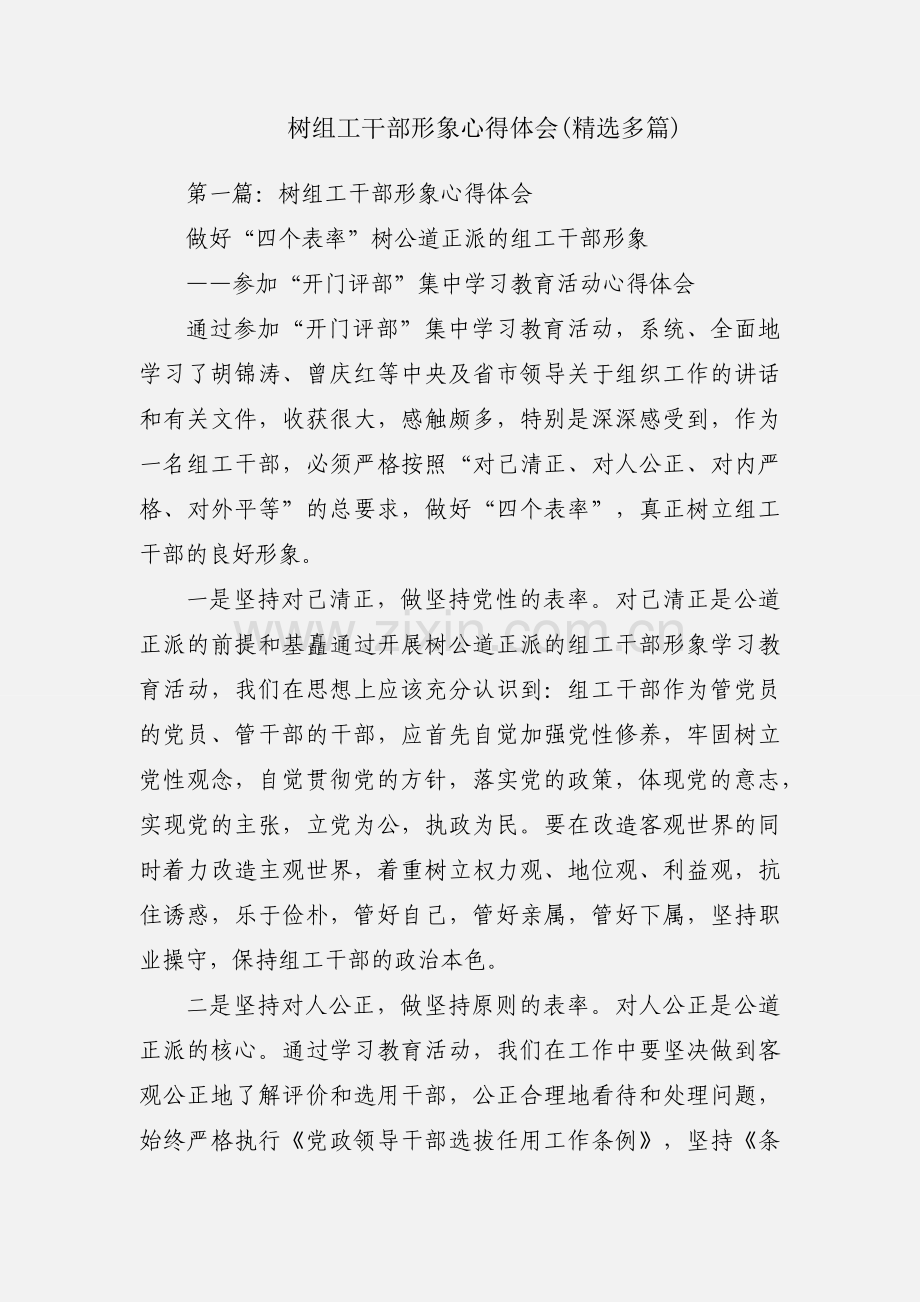 树组工干部形象心得体会(多篇).docx_第1页