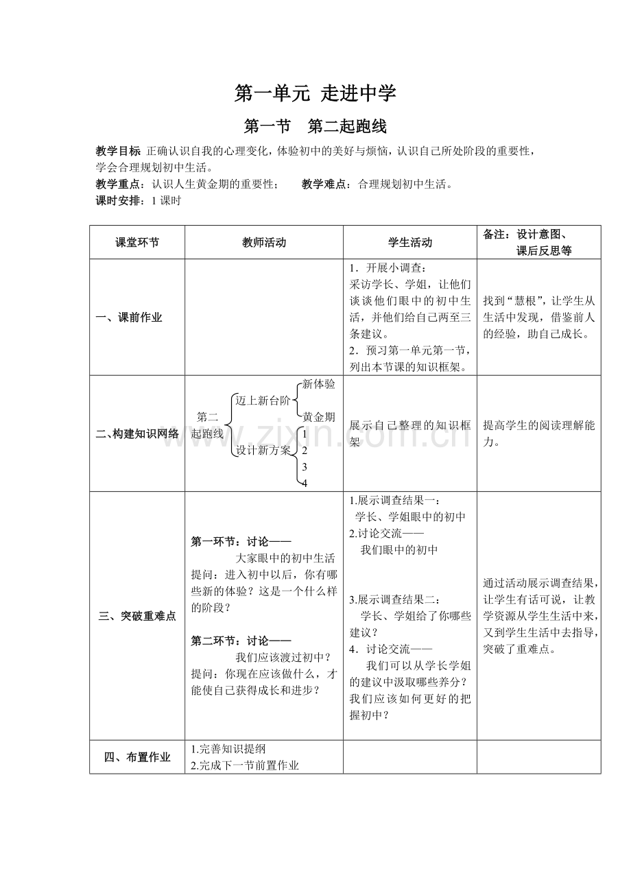 七年级上册-思品-第一单元-走进中学.doc_第1页