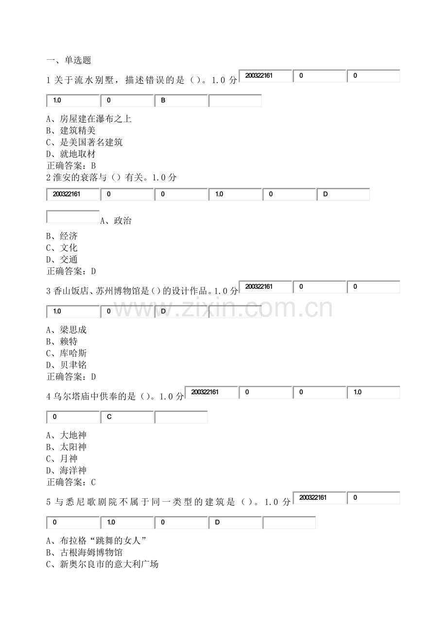 超星尔雅《世界建筑史》期末考试答案.docx_第1页