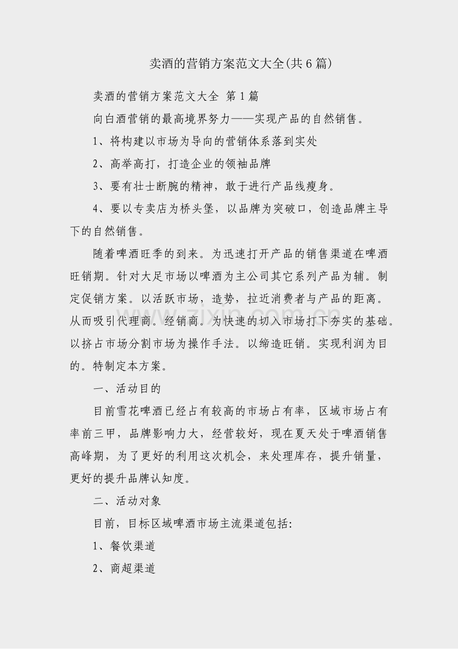 卖酒的营销方案范文大全(共6篇).pdf_第1页