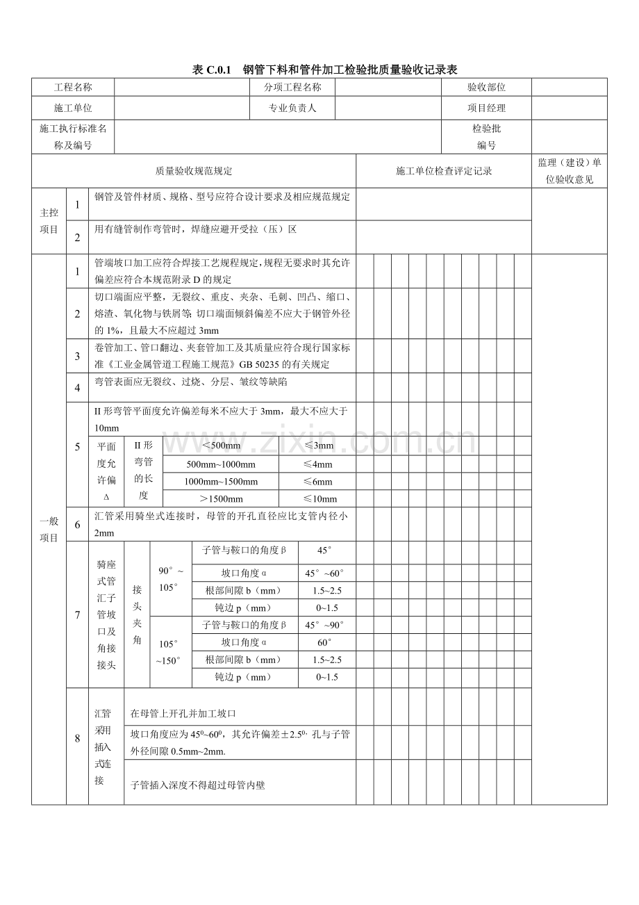 SY4203-2016站内工艺管道工程-检验批表格.doc_第1页