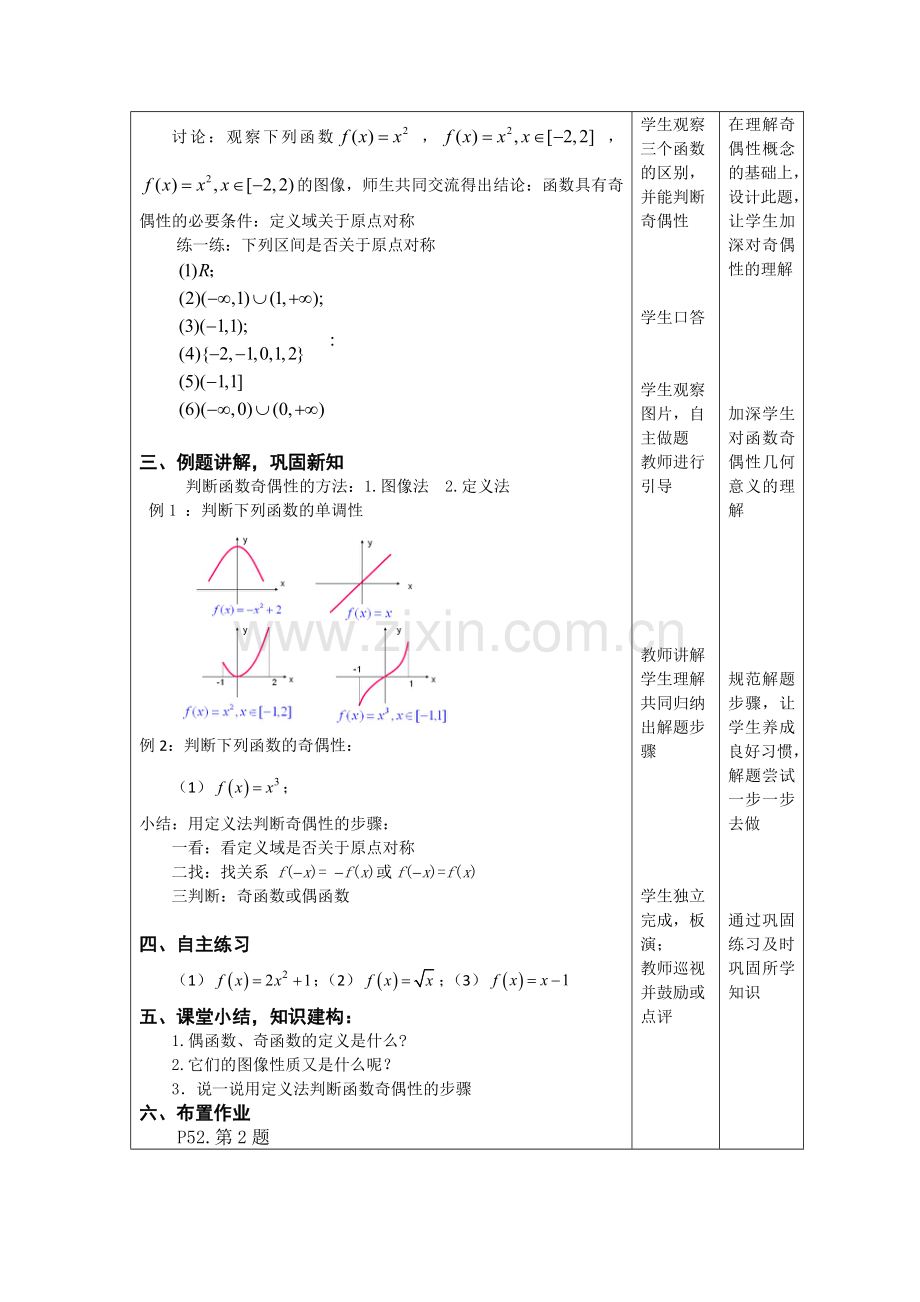 职高《函数的奇偶性》教学设计(公开课).docx_第3页