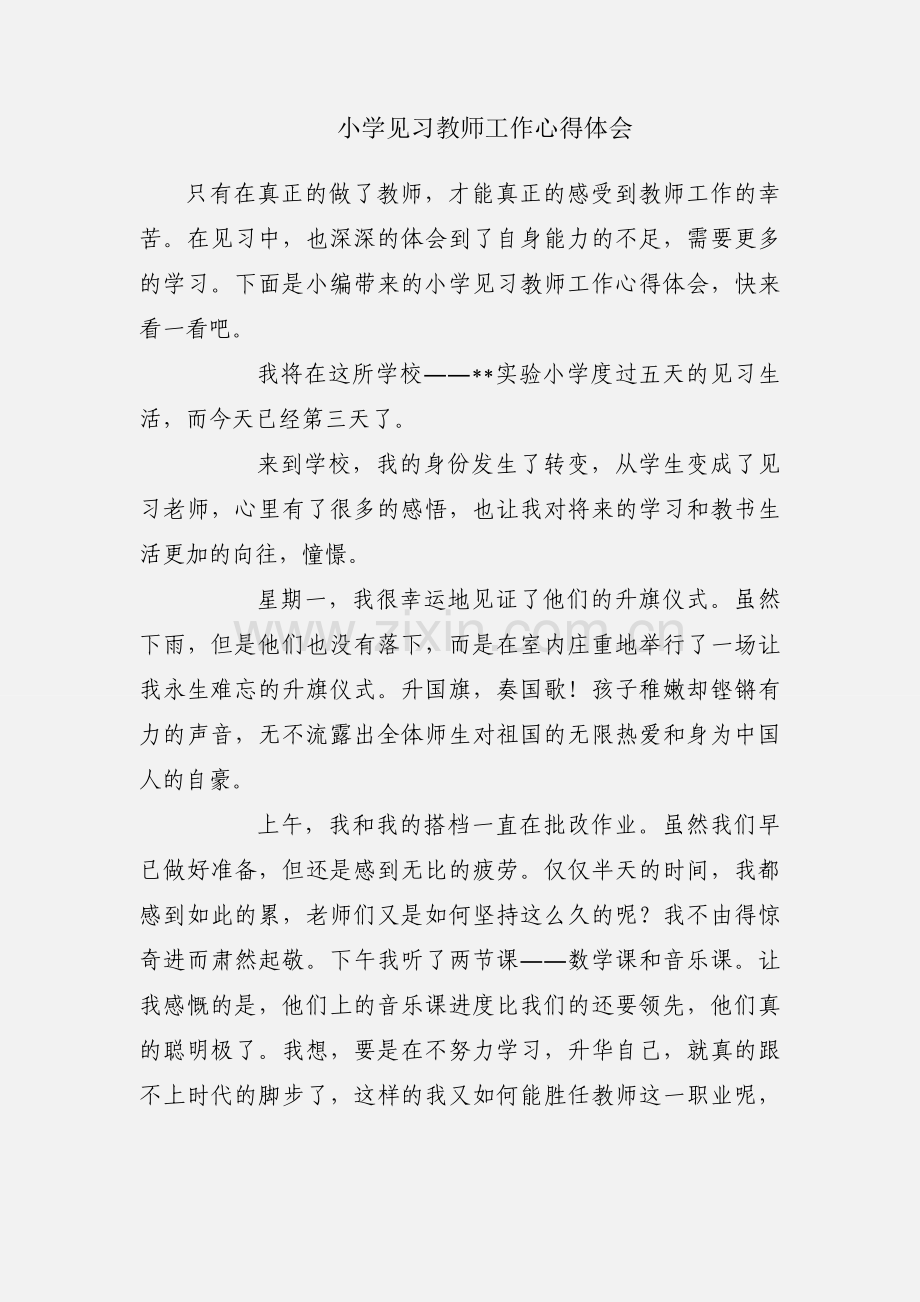 小学见习教师工作心得体会.docx_第1页