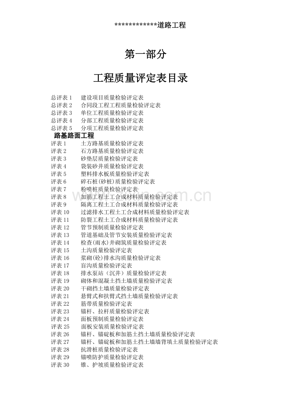 公路工程质量评定表.doc_第1页