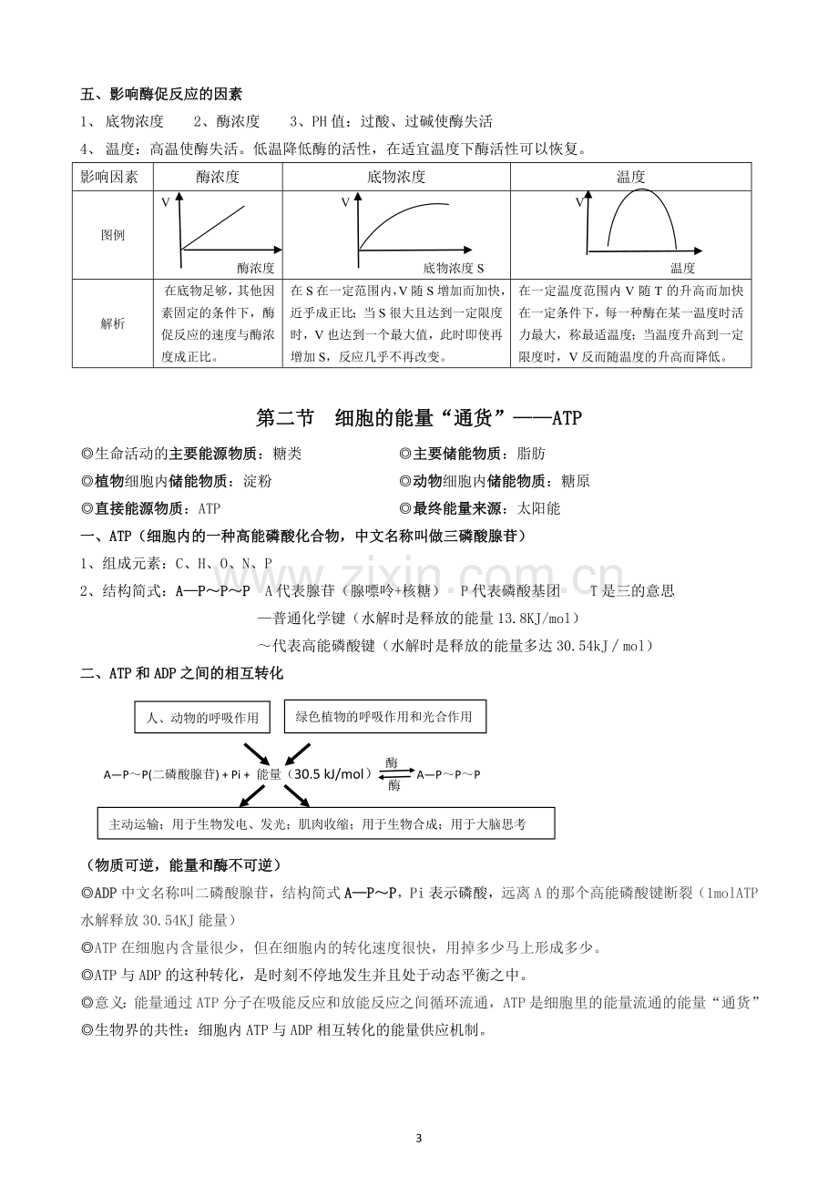 必修1第五章--细胞的能量供应和利用(知识点).doc_第3页