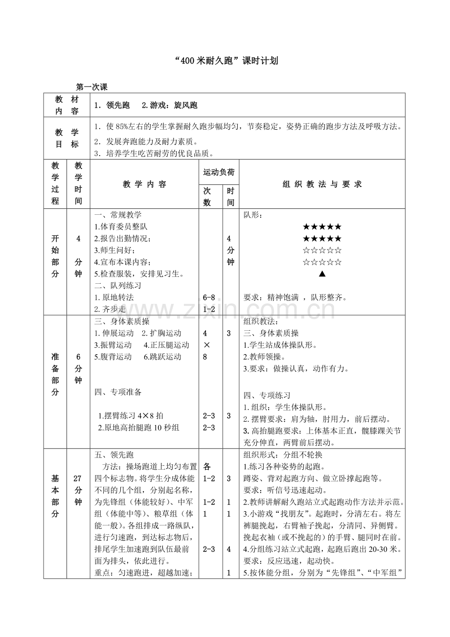 “400米耐久跑”课时计划.doc_第1页