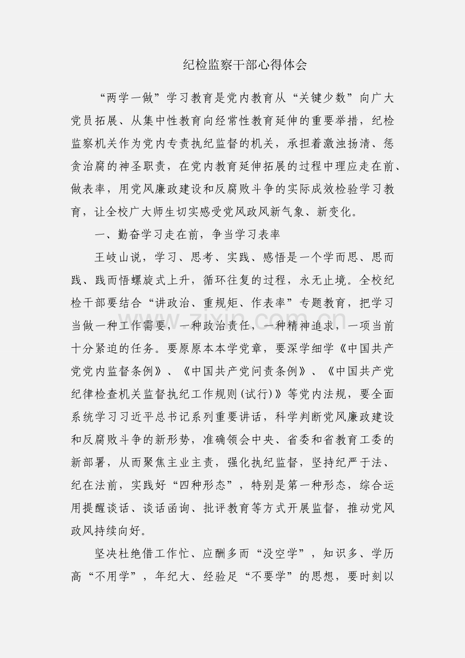 纪检监察干部心得体会.docx_第1页