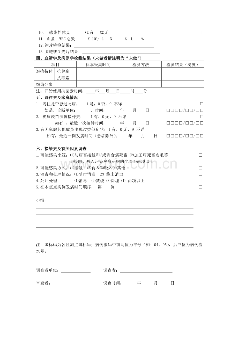 炭疽流行病学个案调查表.doc_第2页