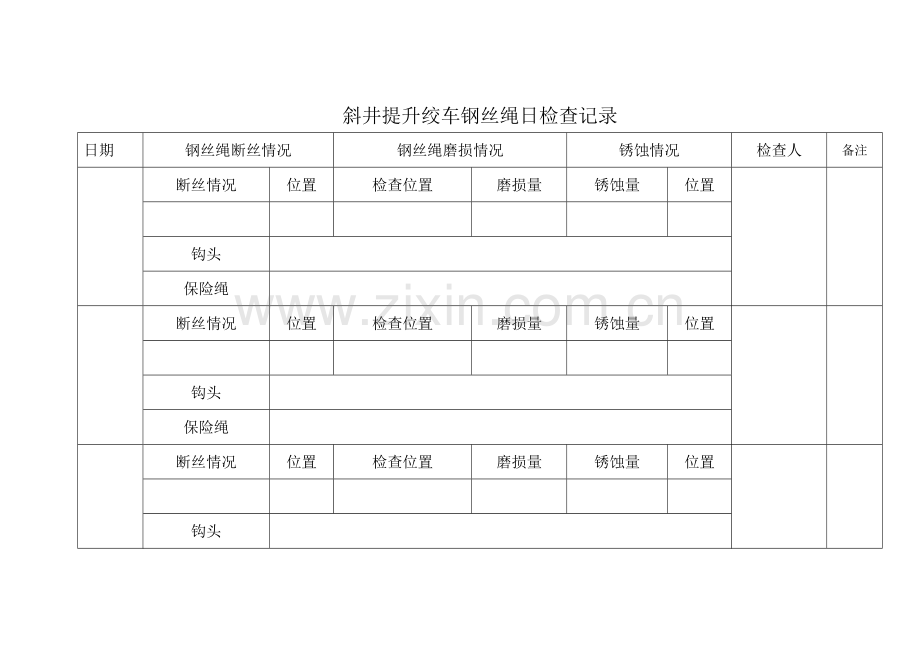 煤矿机电各种记录表.doc_第1页