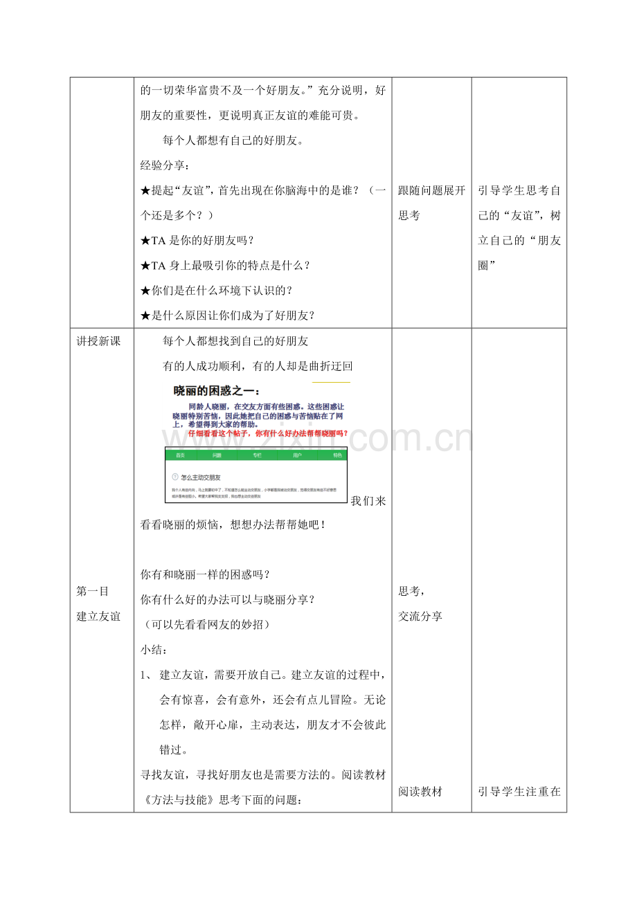 七年级道德与法治第五课-《交友的智慧》——让友谊之树常青教学设计.doc_第2页