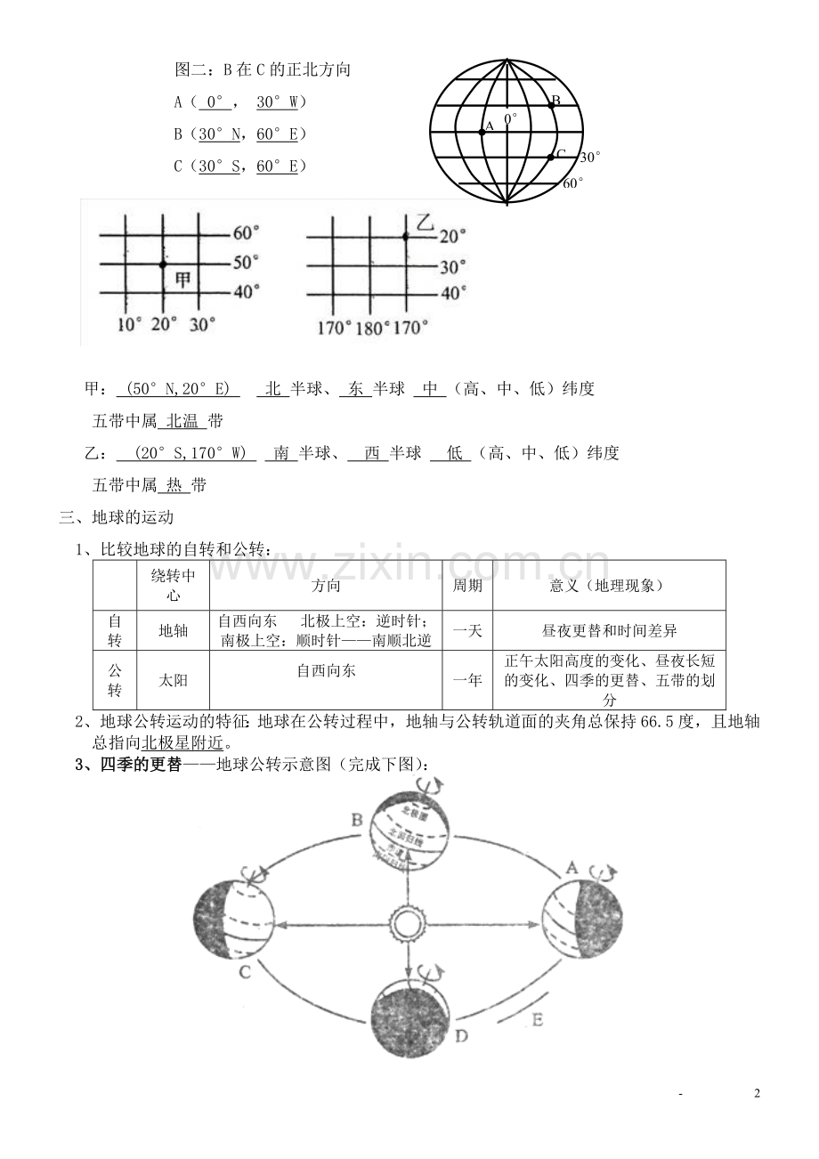 七年级上册地理期中考试前知识点总结.doc_第2页