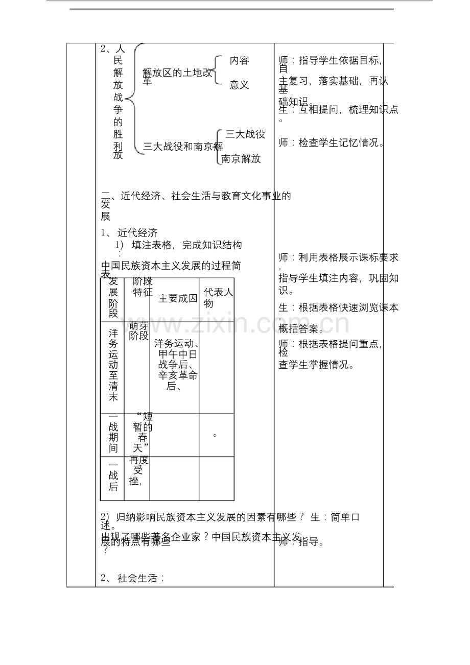 人教版八年级上册历史第七八单元复习教案新.docx_第2页