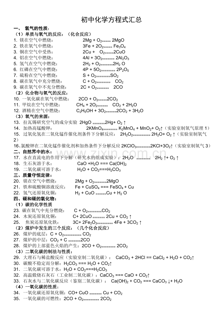 初中化学方程式大全-物质反应现象.doc_第1页