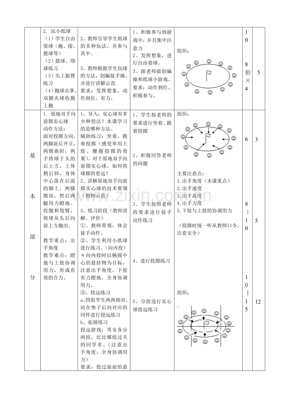 双手向前掷实心球教学设计及教案.doc_第3页