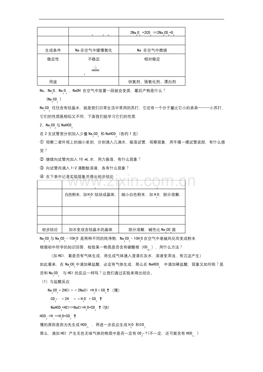 人教版化学必修一第三章第二节-几种重要的金属化合物教案.docx_第2页