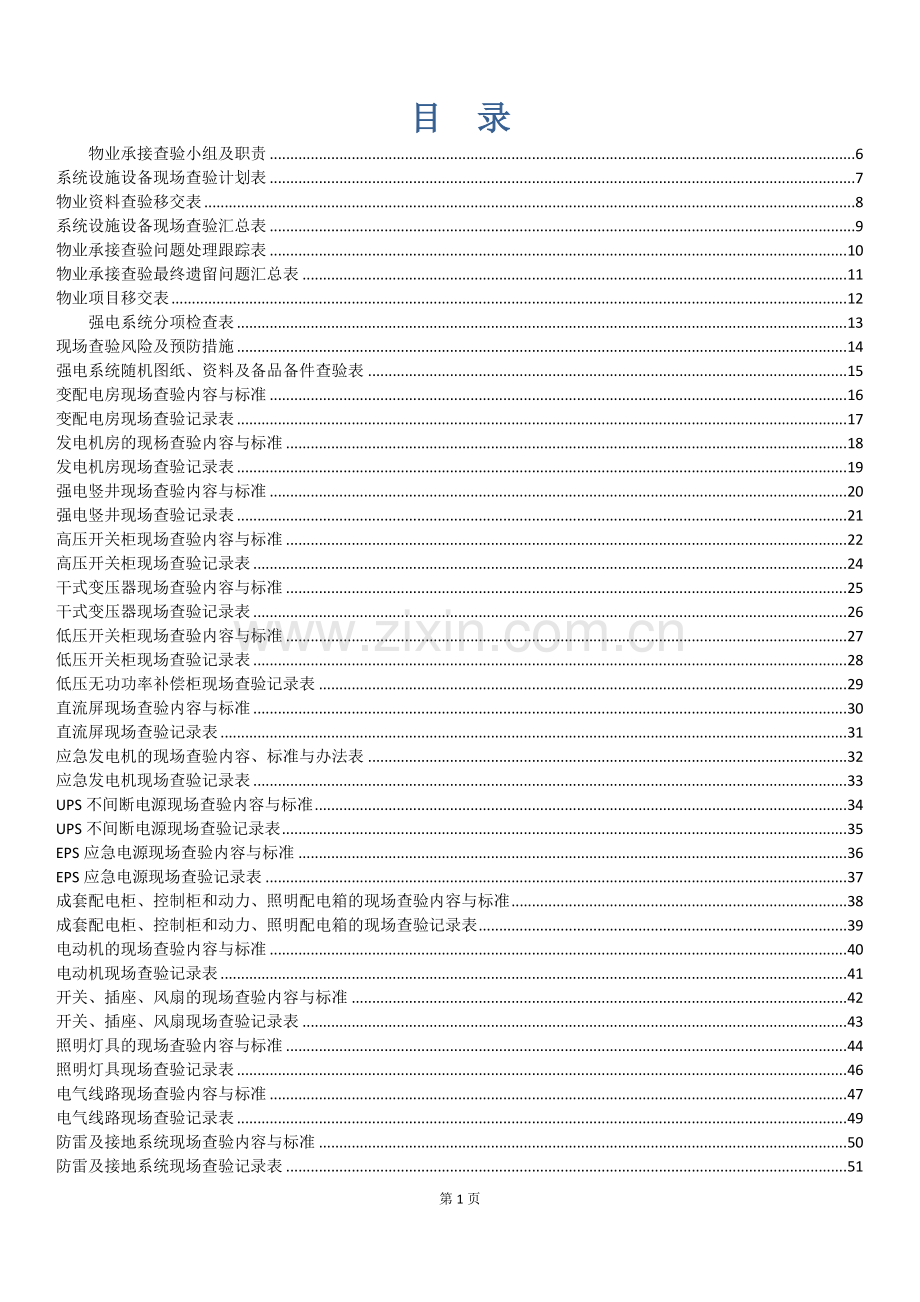 物业承接查验内容标准与记录表.docx_第1页