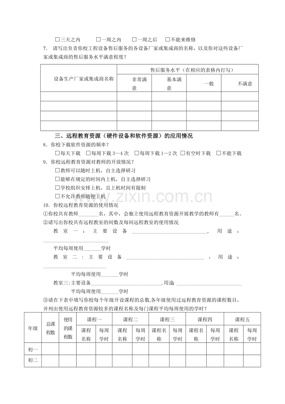 远程教育工程设施应用情况调查表.doc_第2页