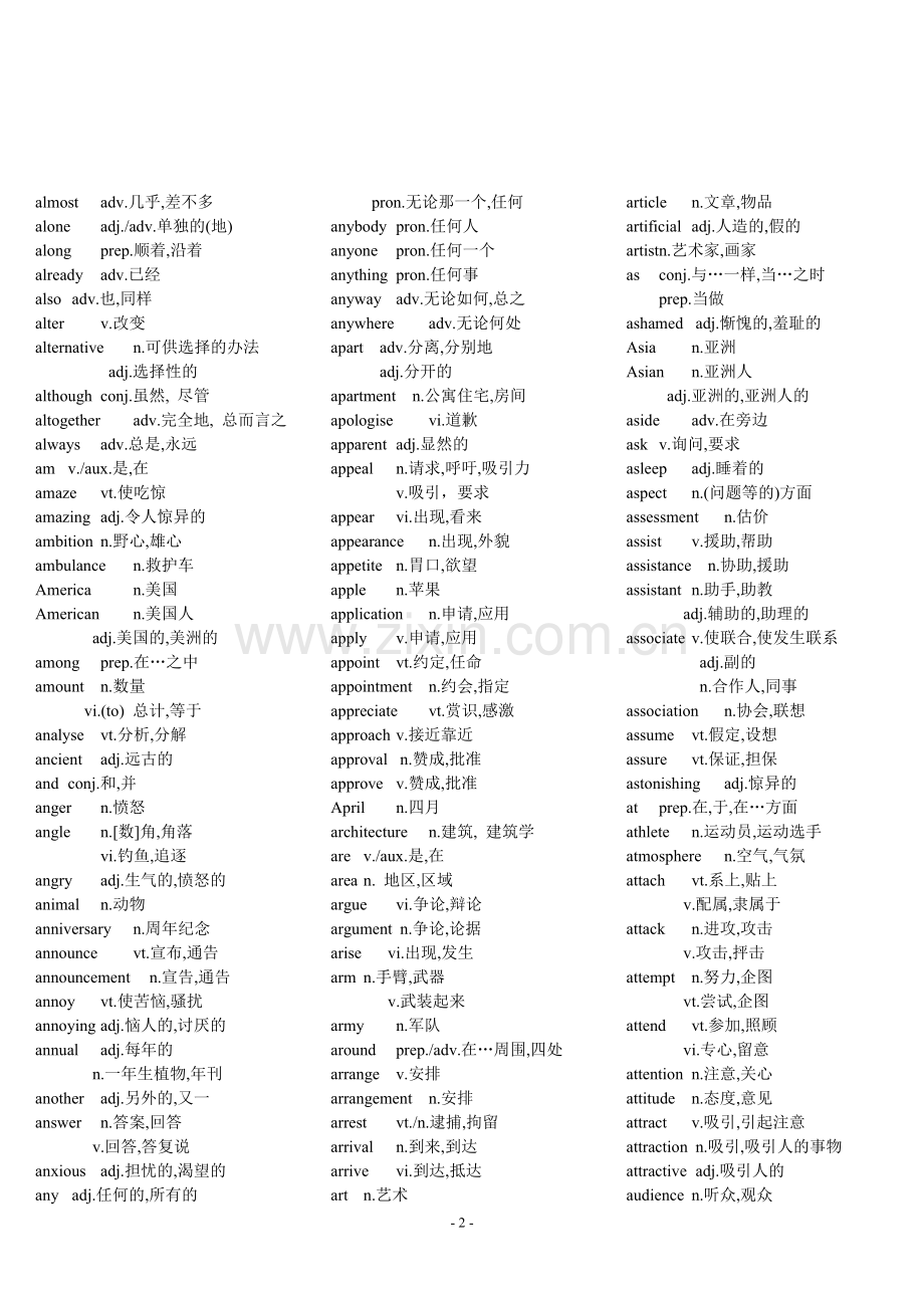 大学英语AB级常用词汇表.doc_第2页