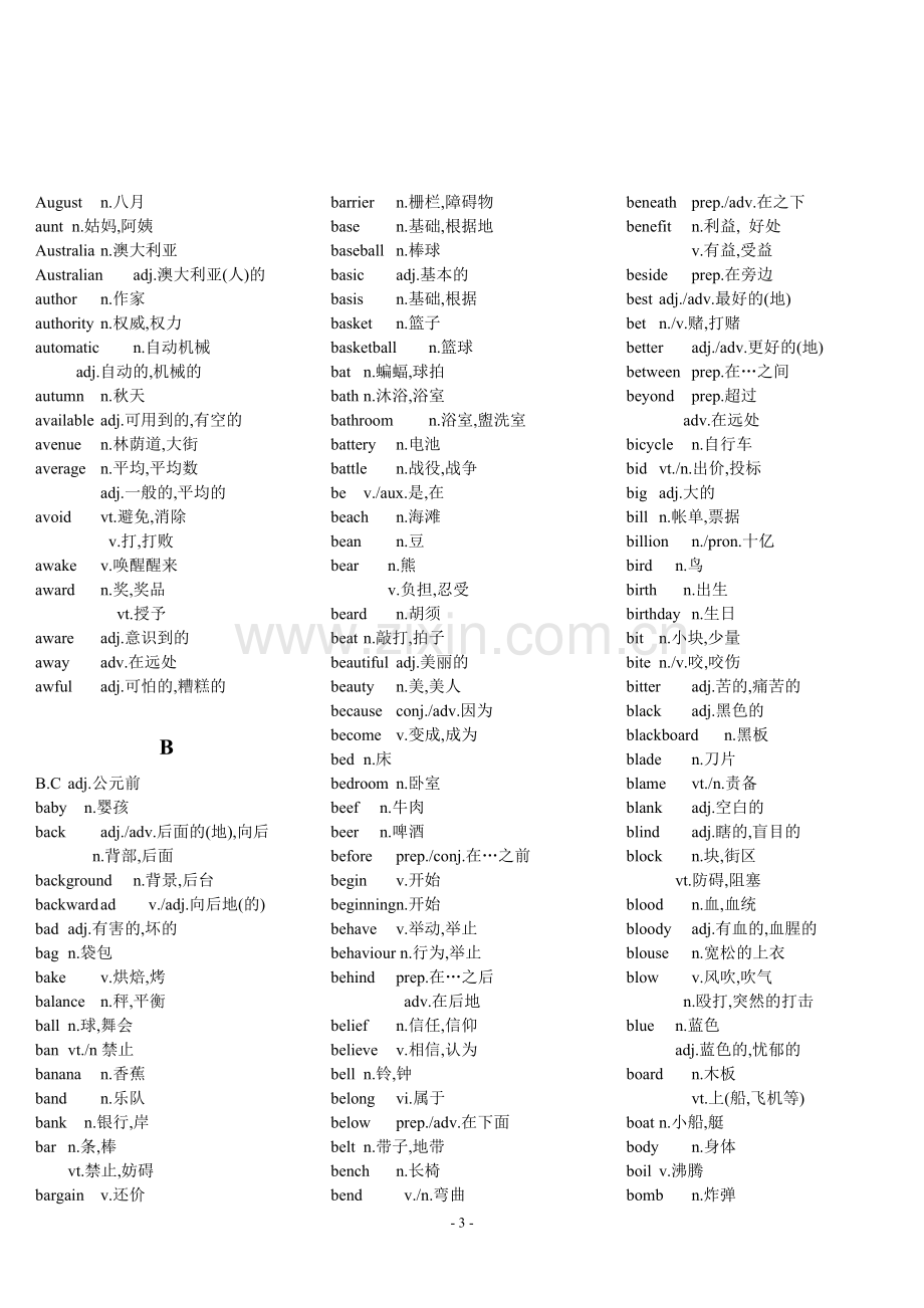 大学英语AB级常用词汇表.doc_第3页