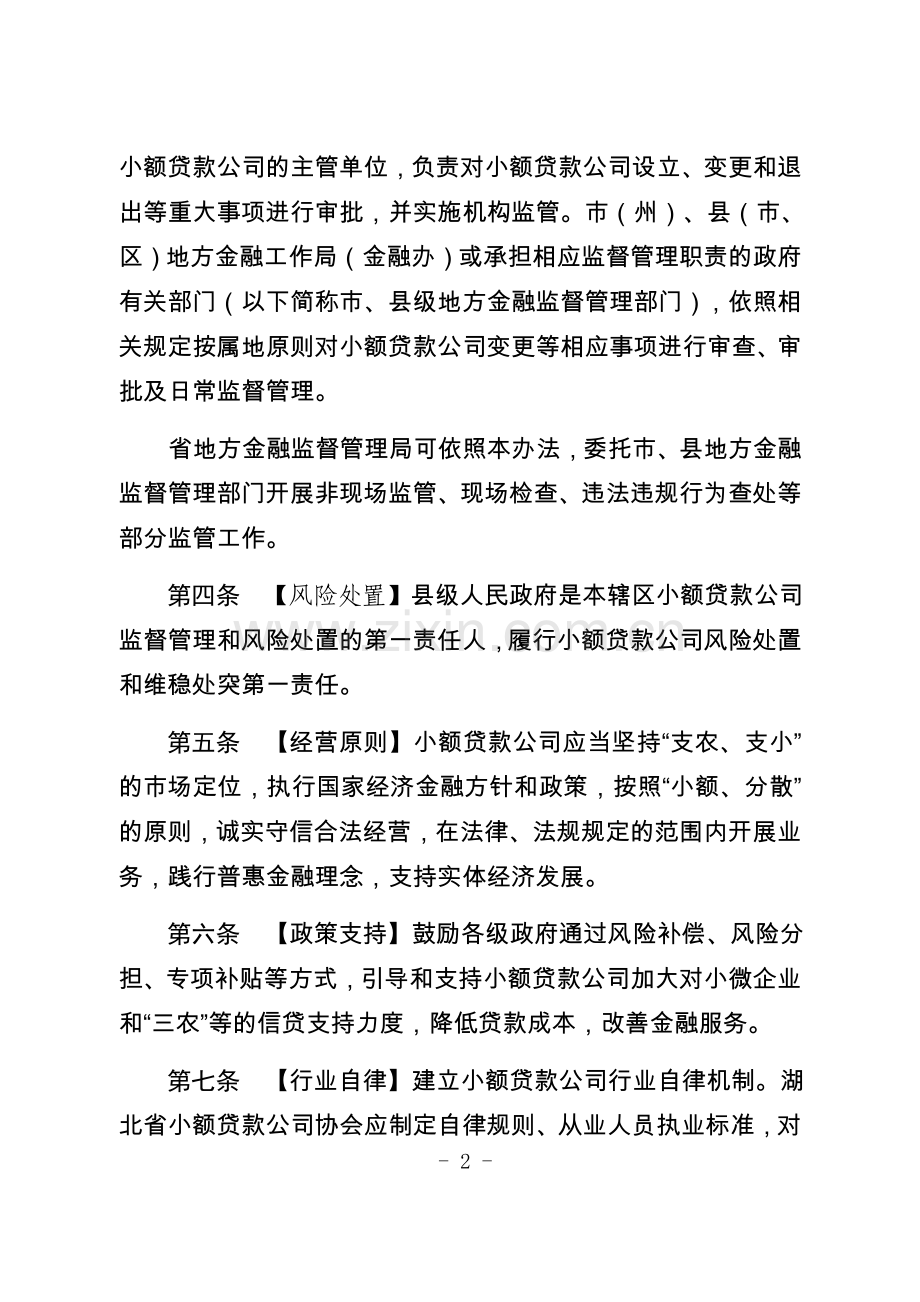 湖北省小额贷款公司监督管理实施办法(试行).docx_第2页