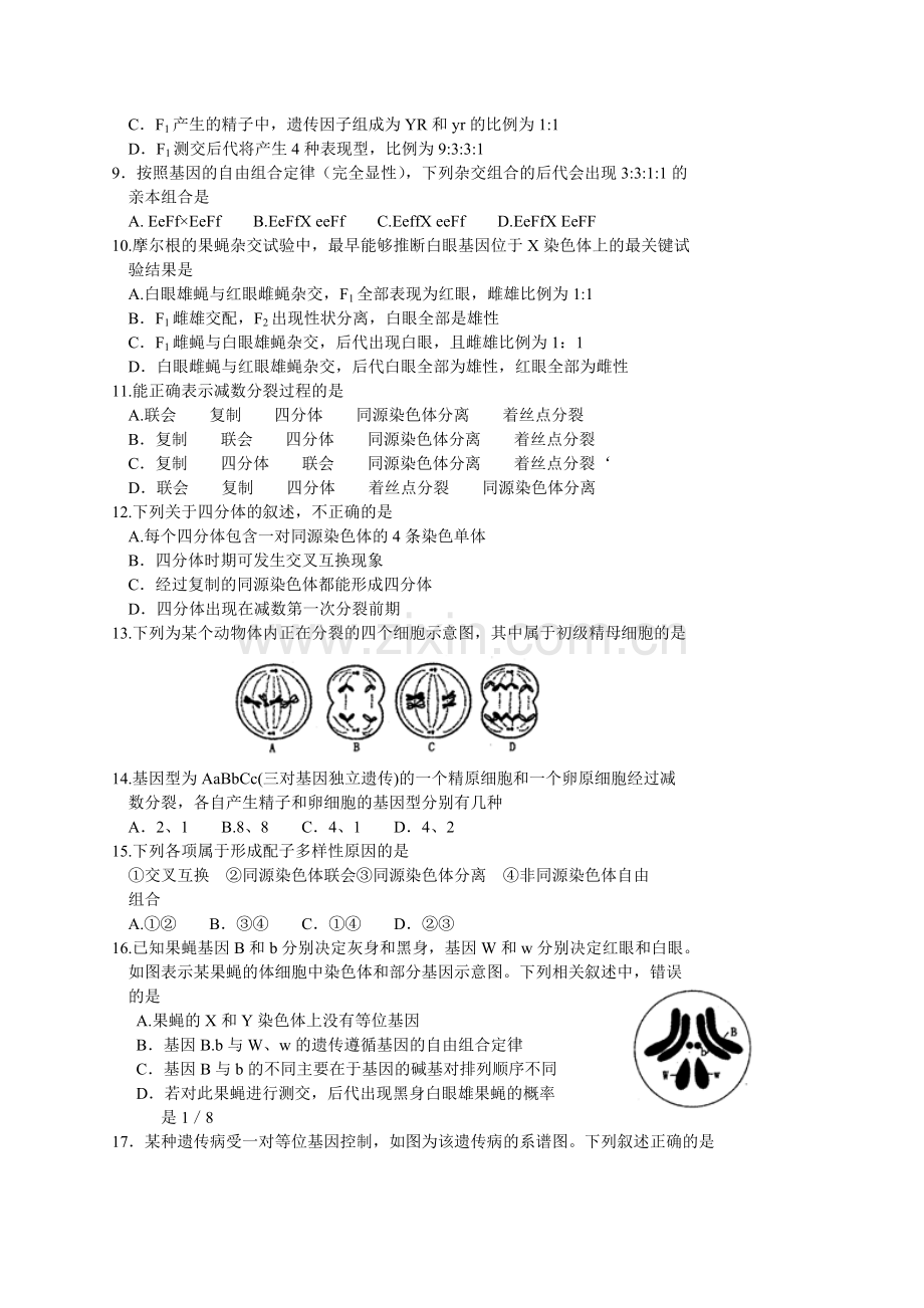 河南省洛阳市2015-2016学年高二上学期期中考试生物试题(Word版).doc_第2页