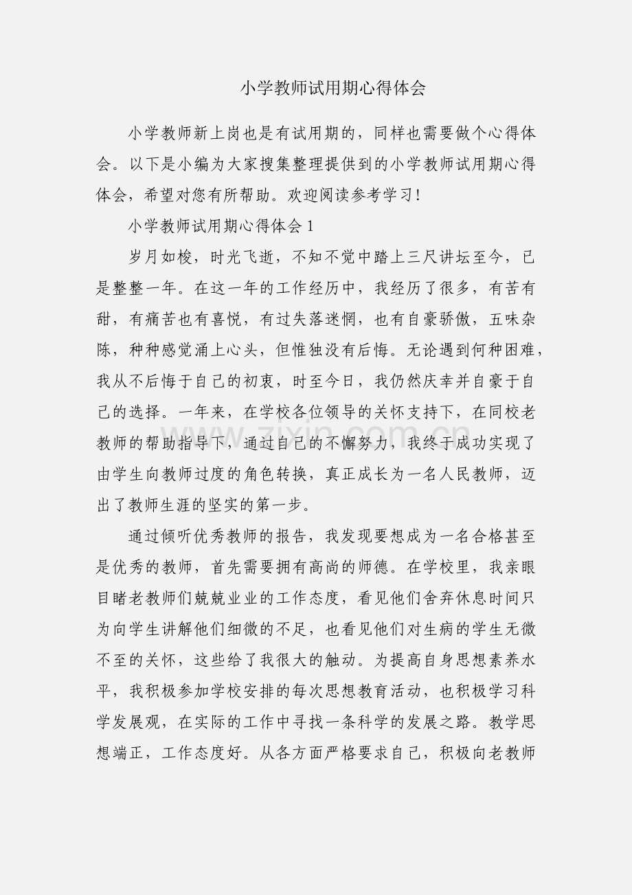 小学教师试用期心得体会.docx_第1页