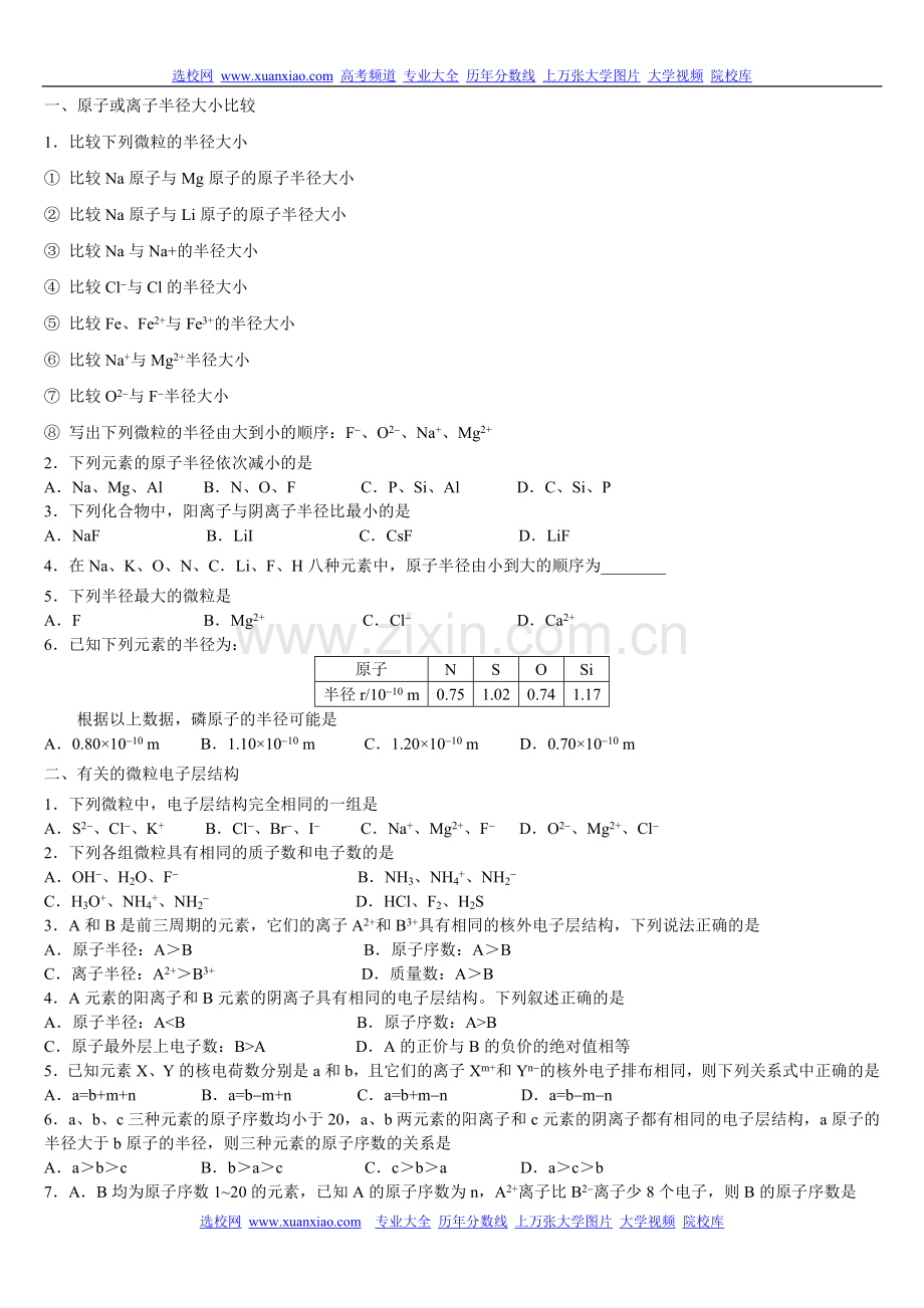 高中化学元素周期表和元素题型归纳.doc_第2页