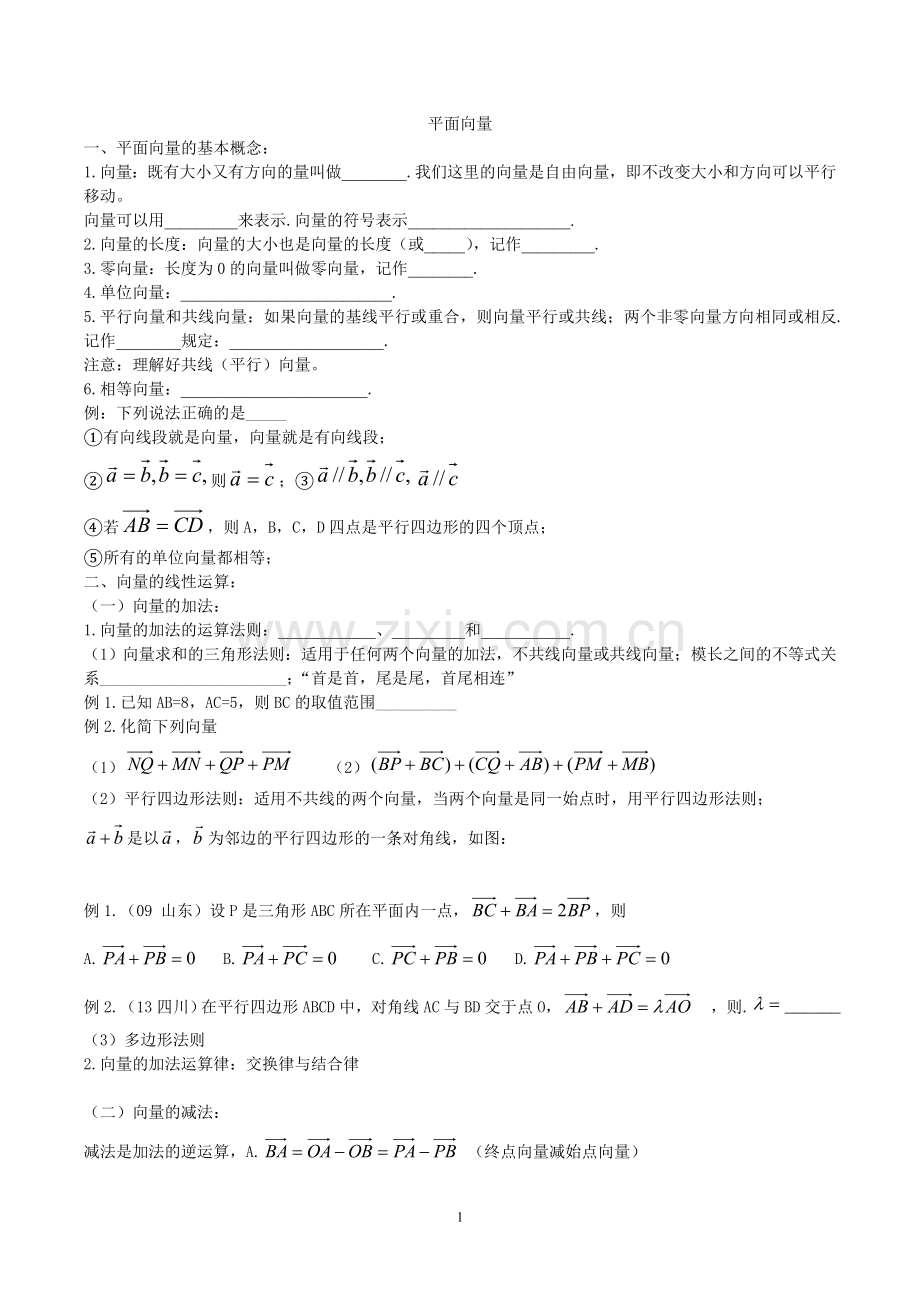 高三高考平面向量题型总结-经典.doc_第1页