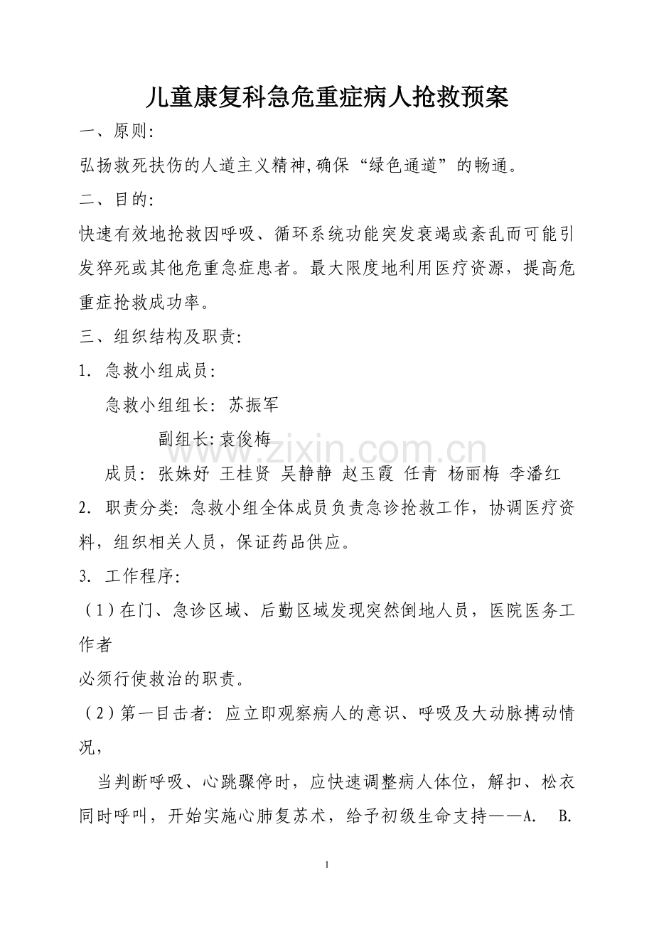 急危重症病人抢救预案剖析.doc_第1页