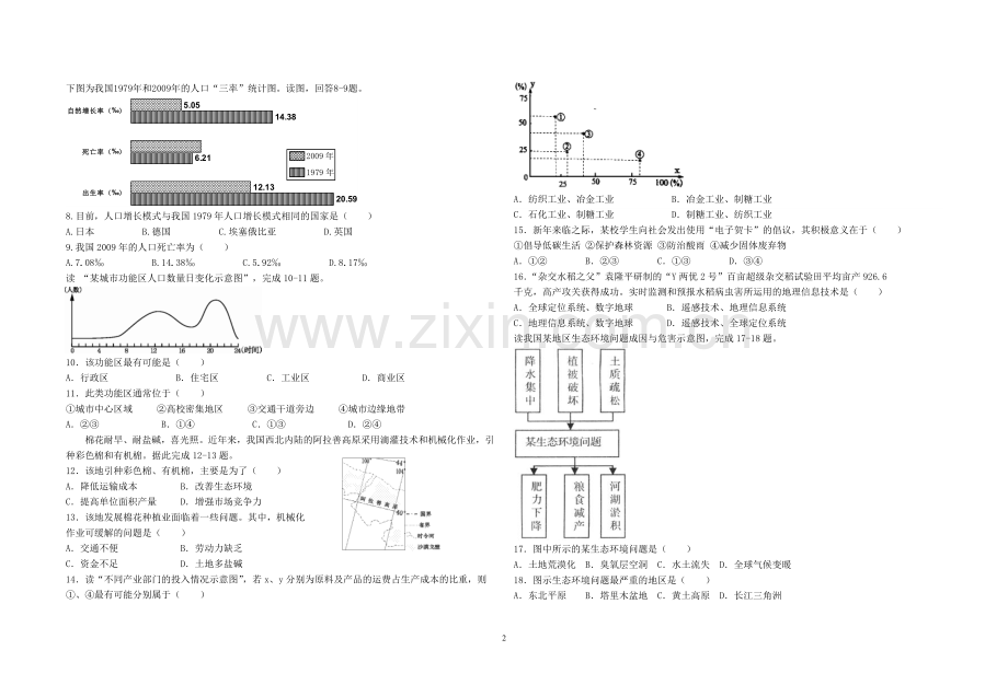 2017学业水平考试地理模拟题(附答案).doc_第2页