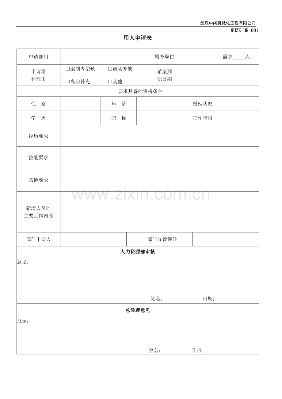 人力资源部HR常用表格.docx_第1页