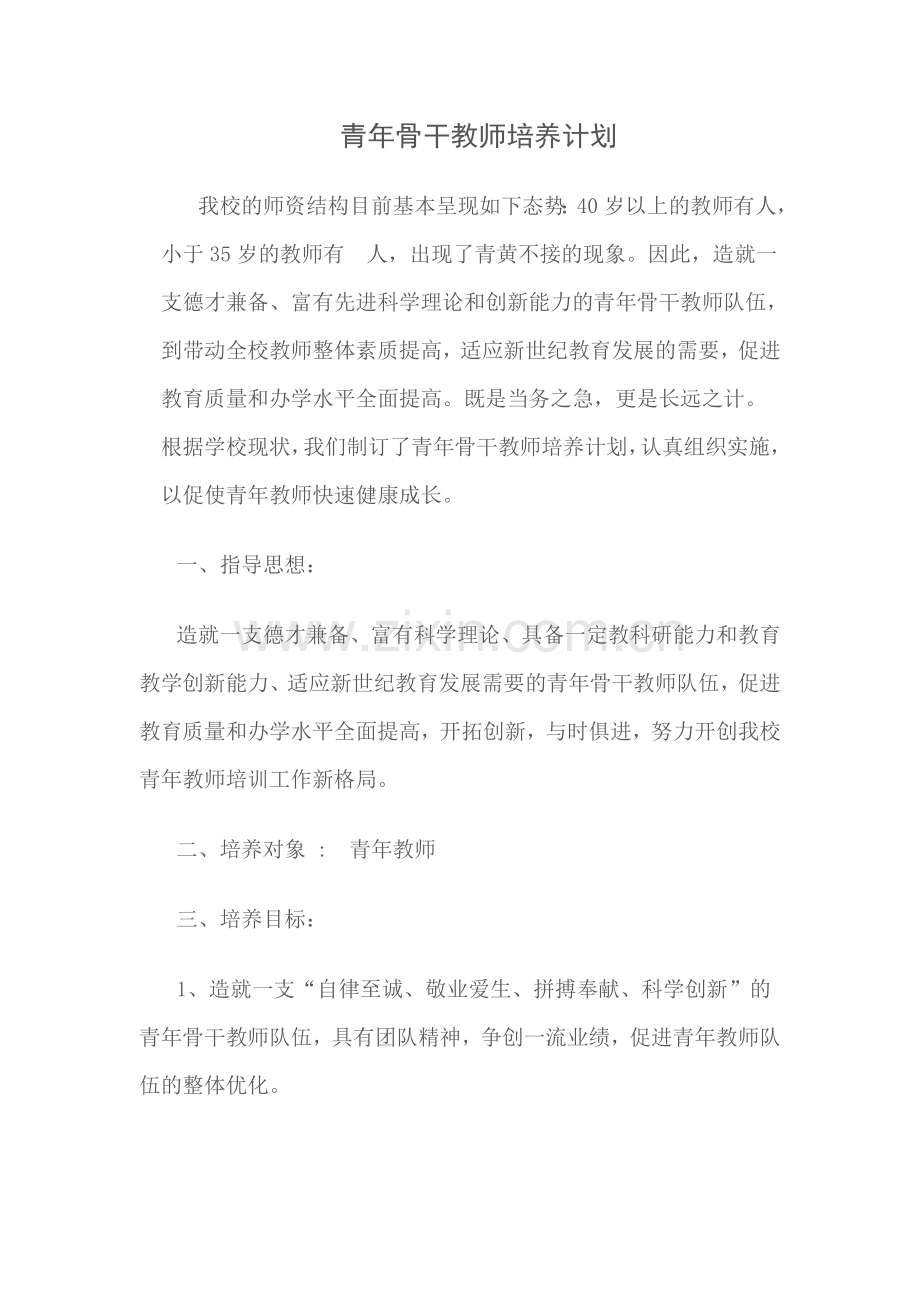 青年骨干教师培养计划.doc_第1页