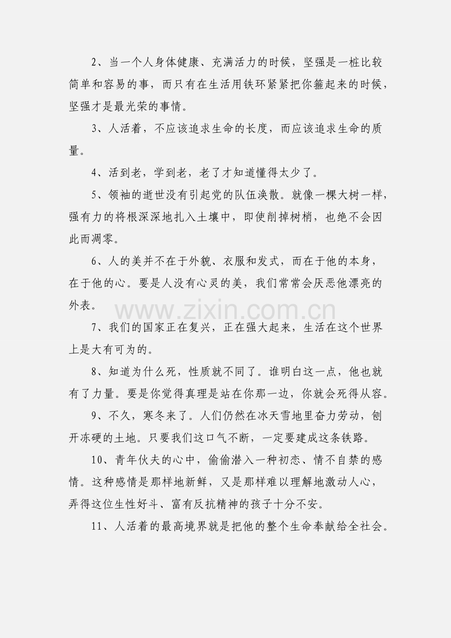 钢铁是怎样炼成的好词好句摘抄及心得感悟.docx_第2页