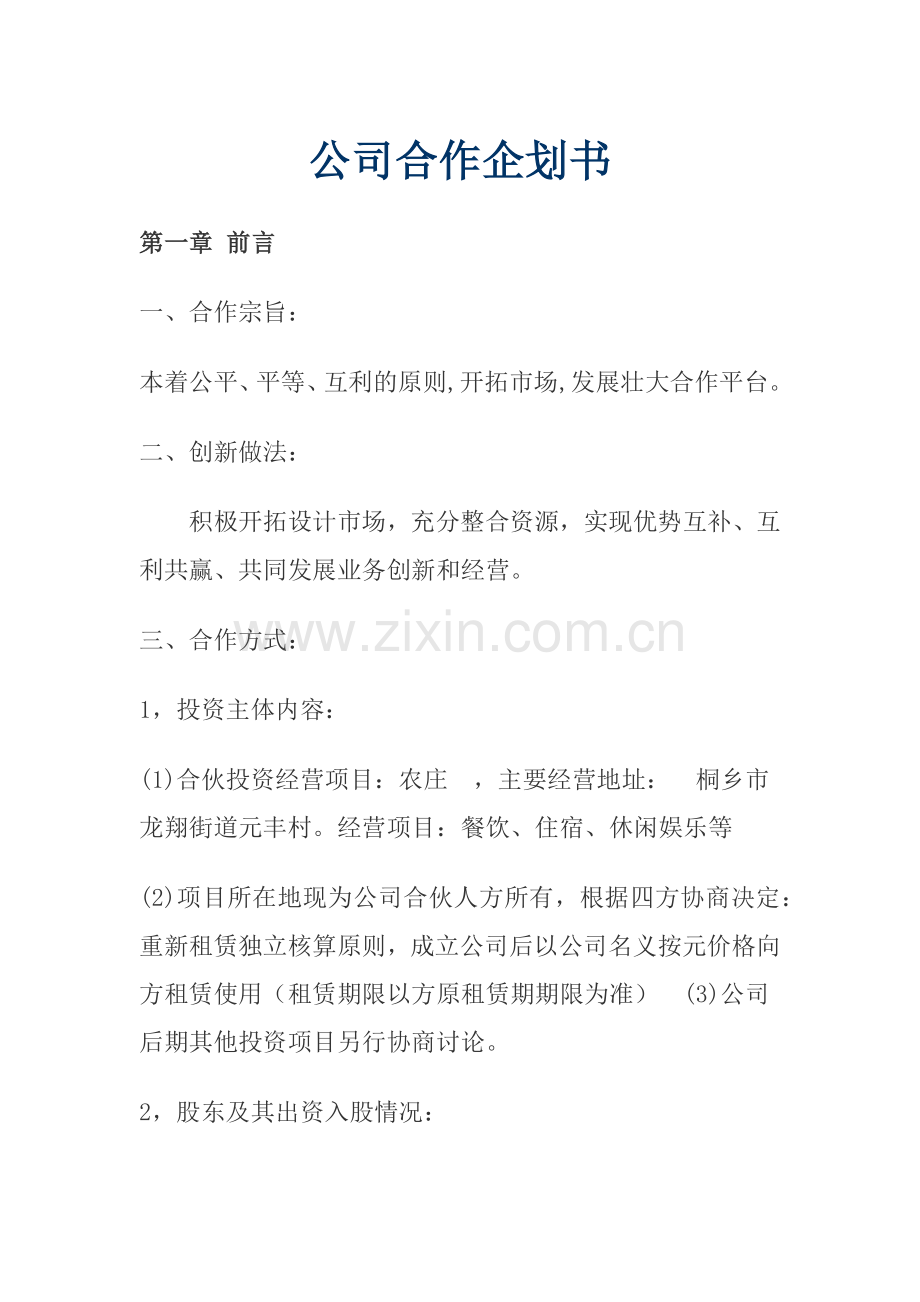 公司合作策划书.docx_第1页