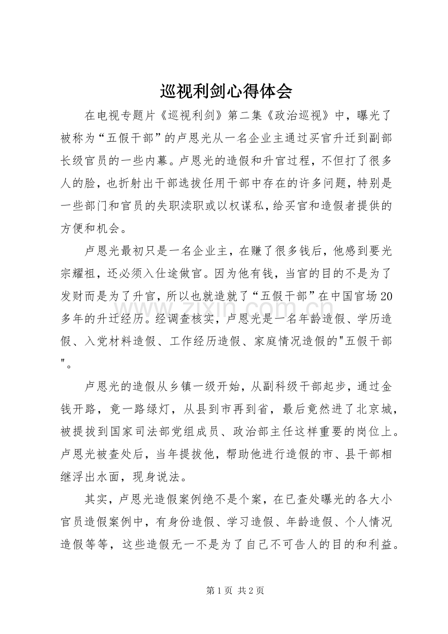 巡视利剑体会心得.docx_第1页