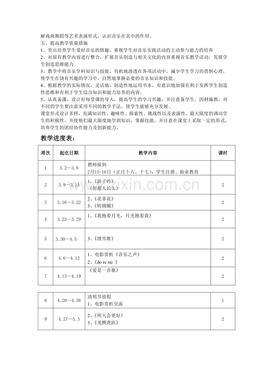 六年级下学期音乐教学计划.doc_第2页