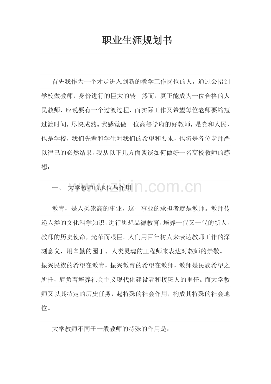 高校新教师职业规划.docx_第1页